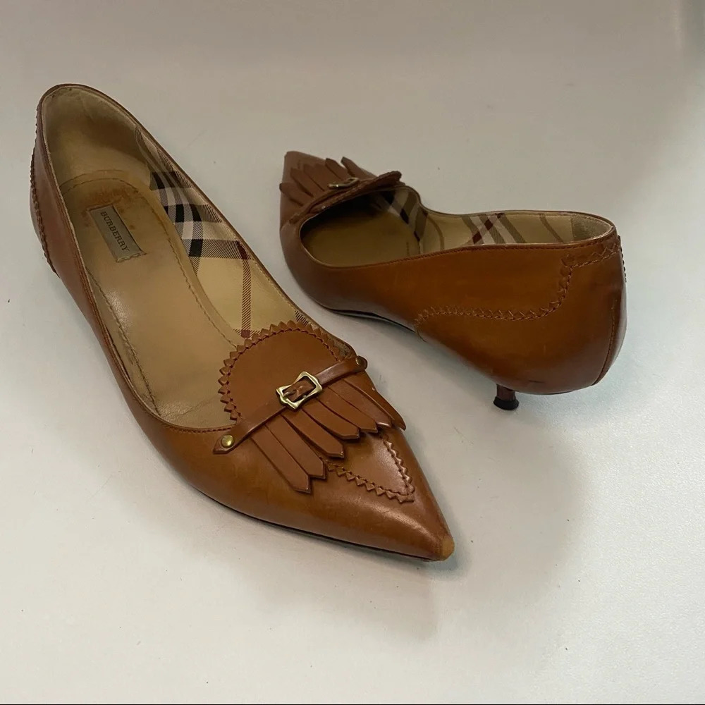 Vintage Burberry Brown Leather Low Heel Loafers - Picture 5 of 13